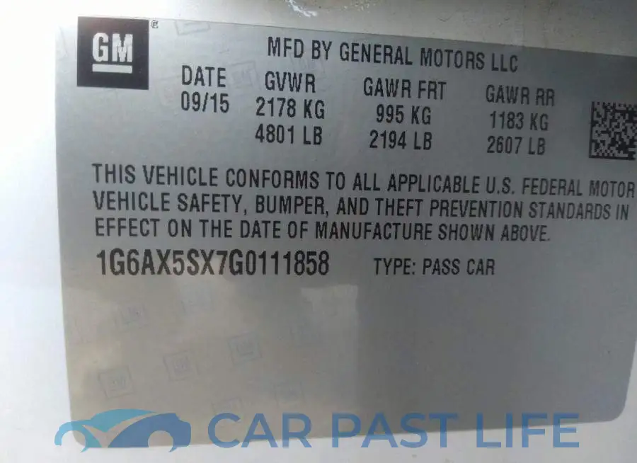 1G6AX5SX7G0111858# 9