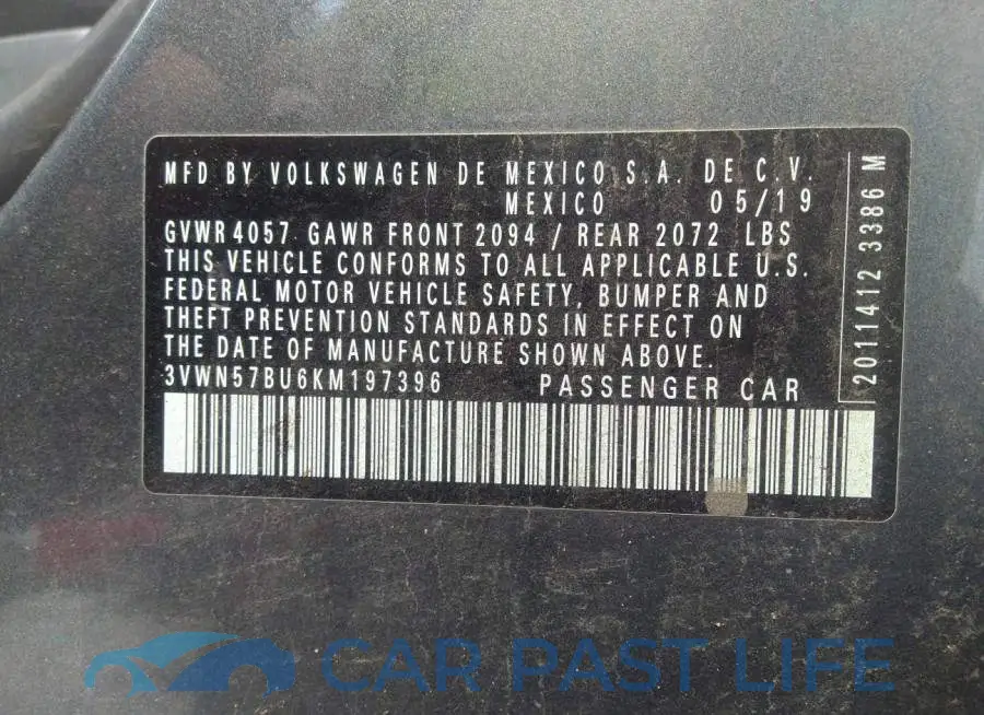 3VWN57BU6KM197396# 9