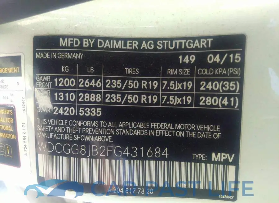 WDCGG8JB2FG431684# 9