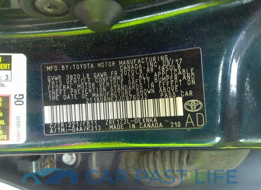 2T1BURHE2JC976032# 9
