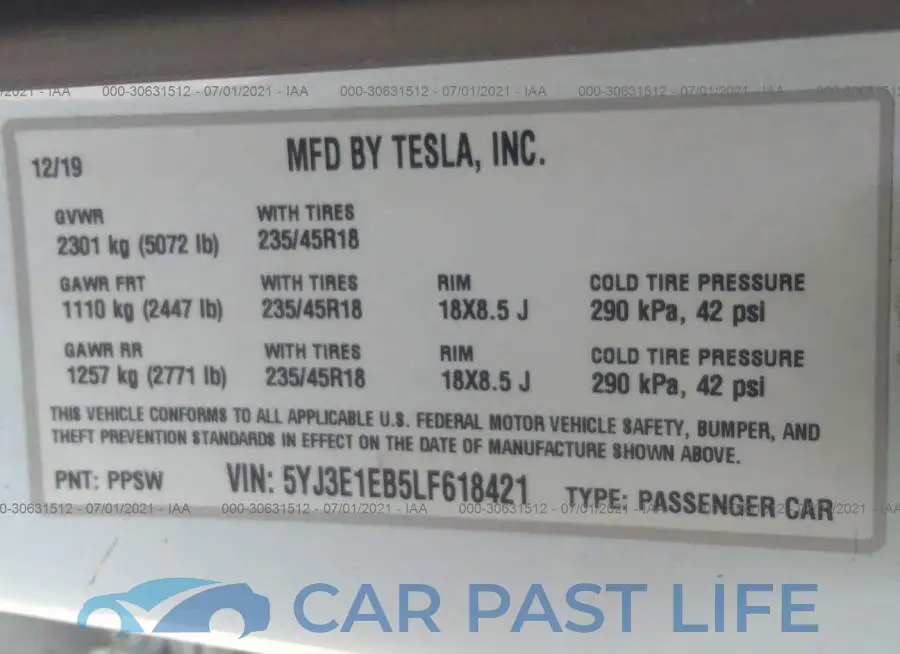 5YJ3E1EB5LF618421# 9