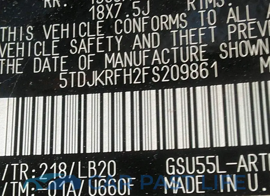 5TDJKRFH2FS209861# 9