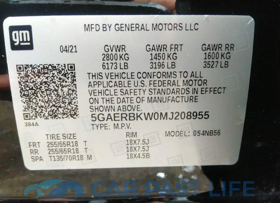 5GAERBKW0MJ208955# 9