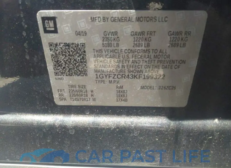 1GYFZCR43KF199322# 9