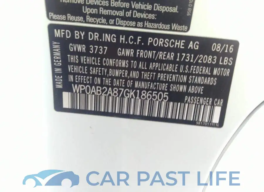 WP0AB2A87GK186505# 9