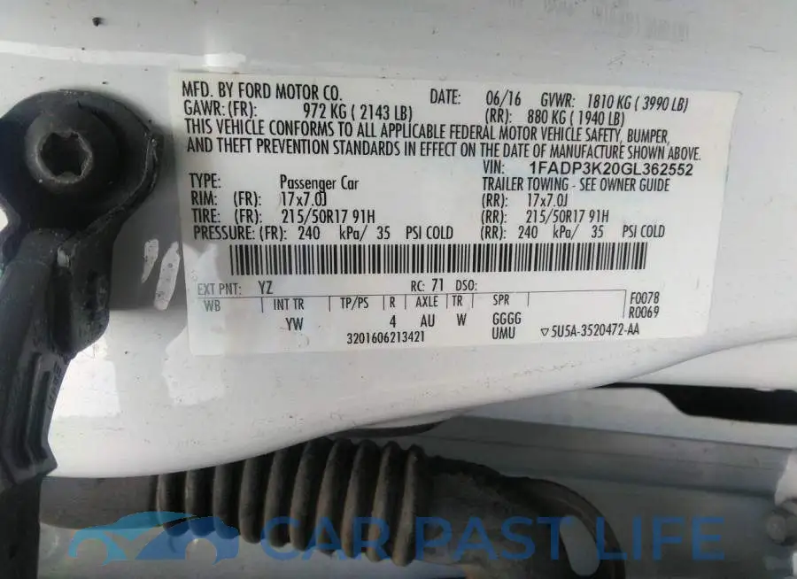 1FADP3K20GL362552# 9