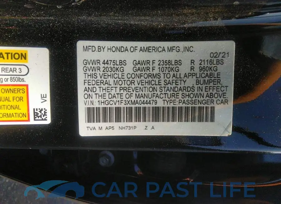 1HGCV1F3XMA044479# 9