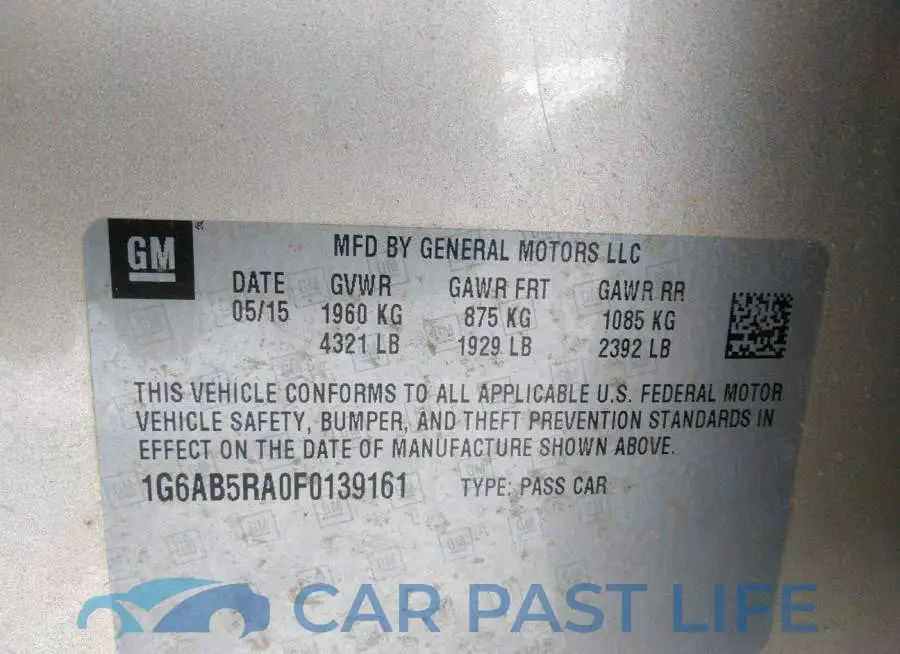 1G6AB5RA0F0139161# 9