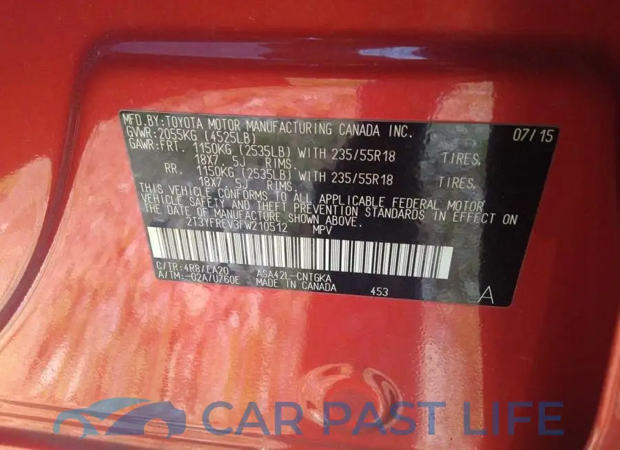 2T3YFREV3FW210512# 9