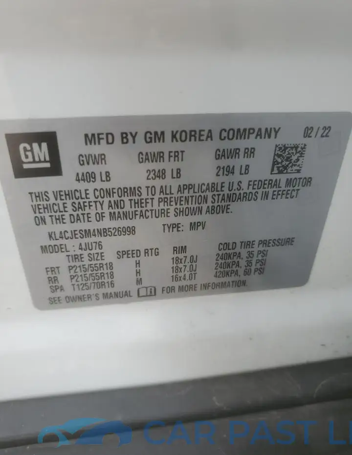 KL4CJESM4NB526998# 13