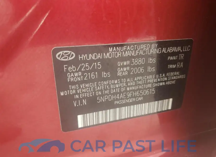 5NPDH4AE9FH650615# 12
