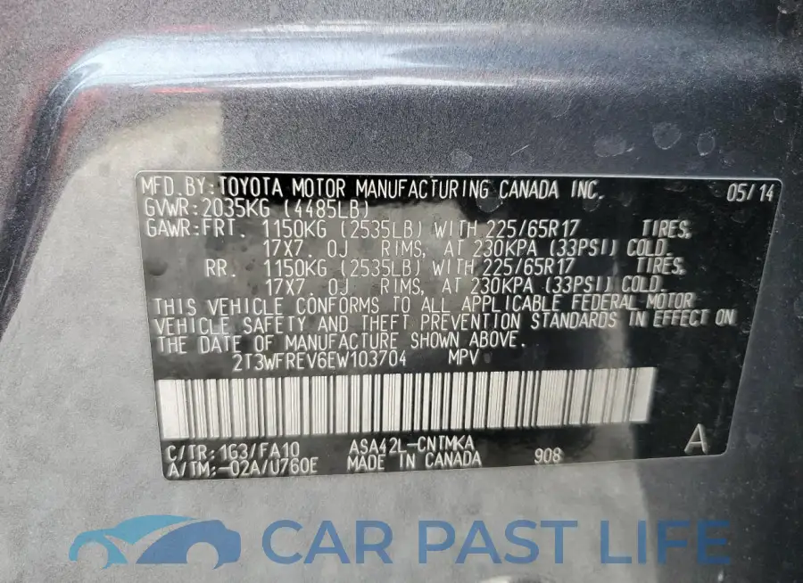 2T3WFREV6EW103704# 13