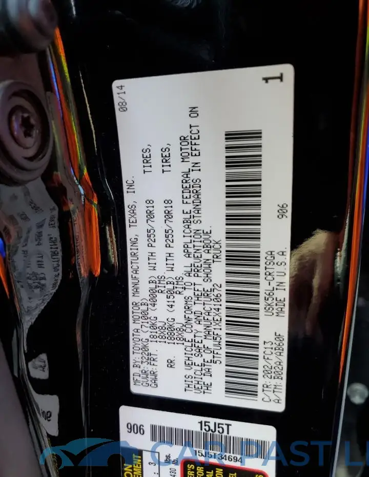 5TFUW5F1XEX410672# 12