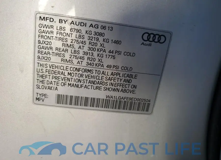 WA1LGAFE9ED002504# 13