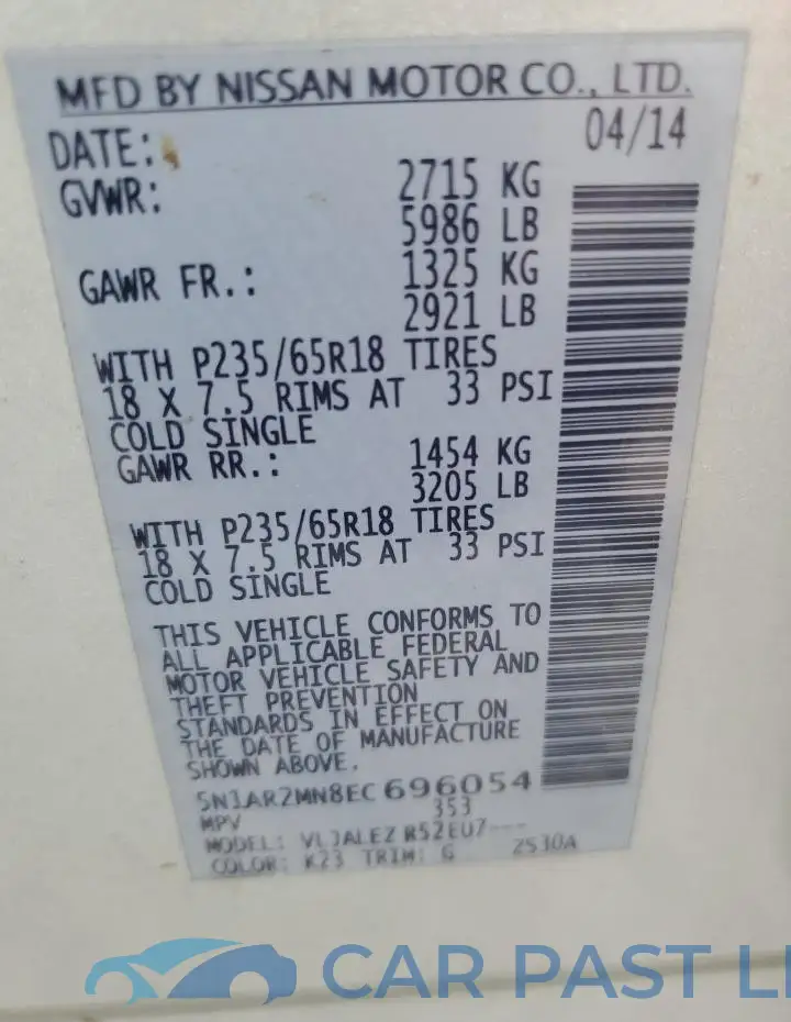 5N1AR2MN8EC696054# 13