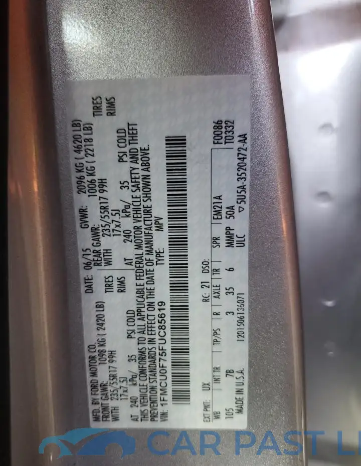 1FMCU0F75FUC85619# 13