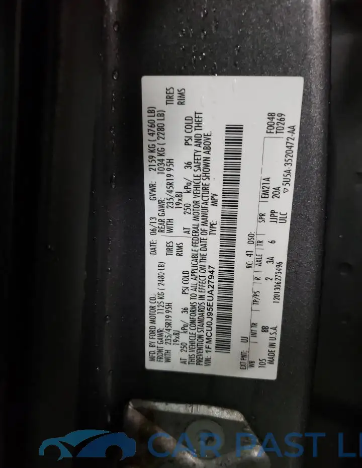 1FMCU0J95EUA27947# 12