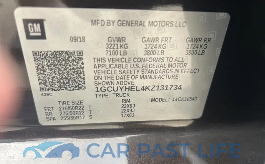 1GCUYHEL4KZ131734# 10