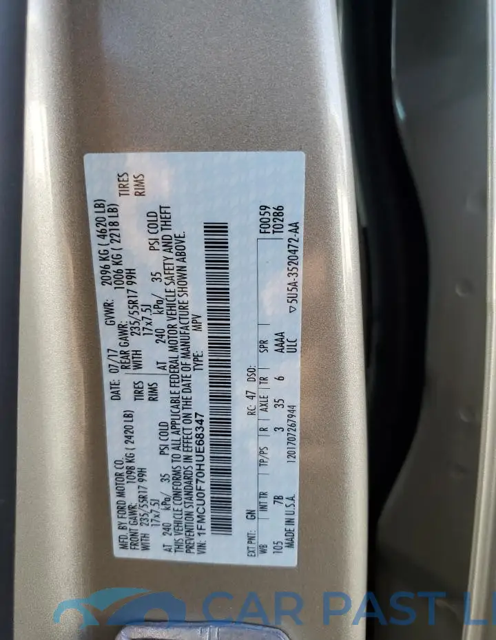 1FMCU0F70HUE68347# 13