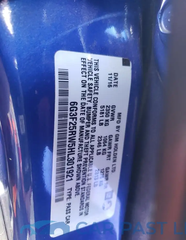 6G3F25RW5HL301921# 12