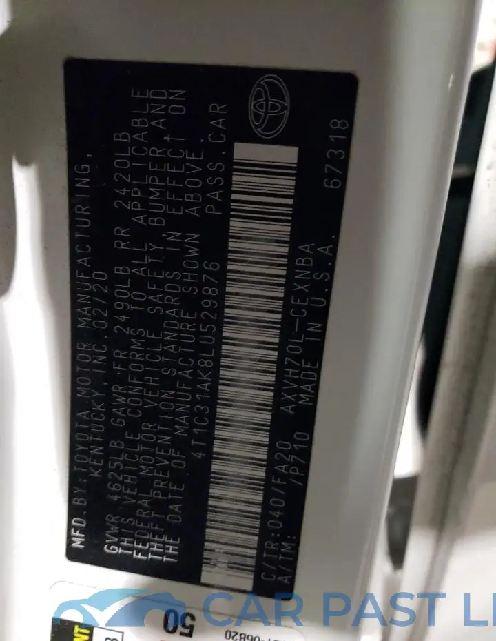 4T1C31AK8LU529876# 12