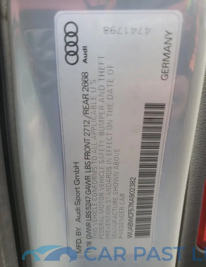 WUABWCF57KA902382# 13