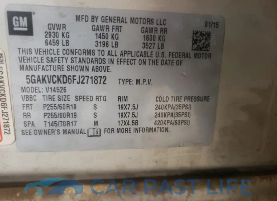 5GAKVCKD6FJ271872# 13