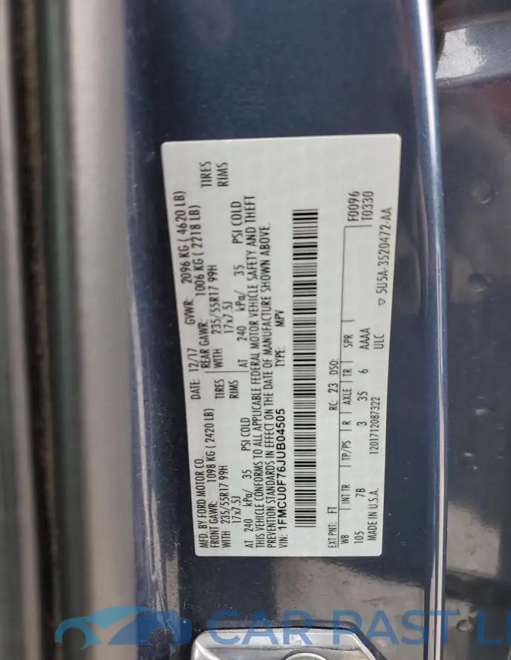 1FMCU0F76JUB04505# 13