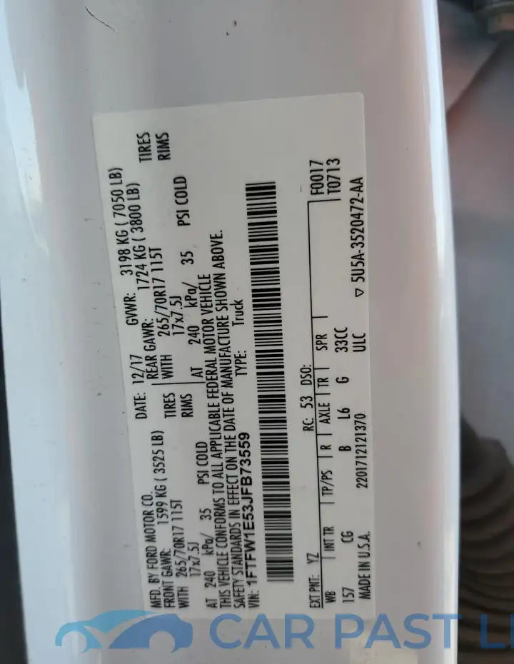 1FTFW1E53JFB73559# 12