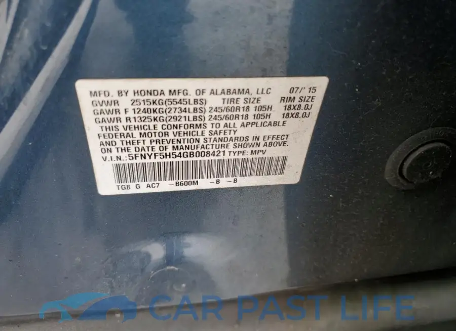 5FNYF5H54GB008421# 13