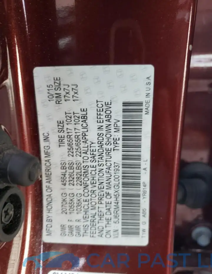 5J6RM4H5XGL001937# 13