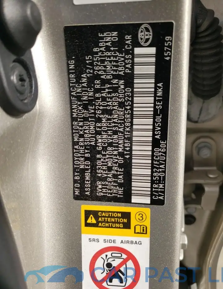 4T4BF1FK8GR545230# 12
