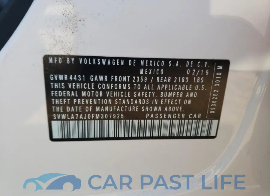 3VWLA7AJ0FM307925# 13