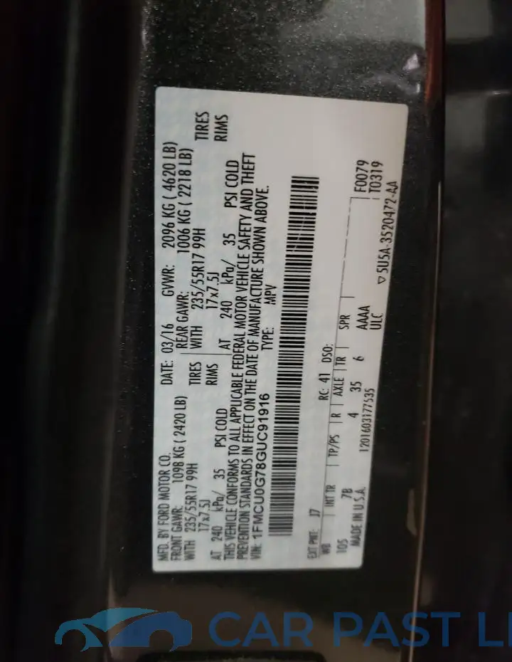 1FMCU0G78GUC91916# 13