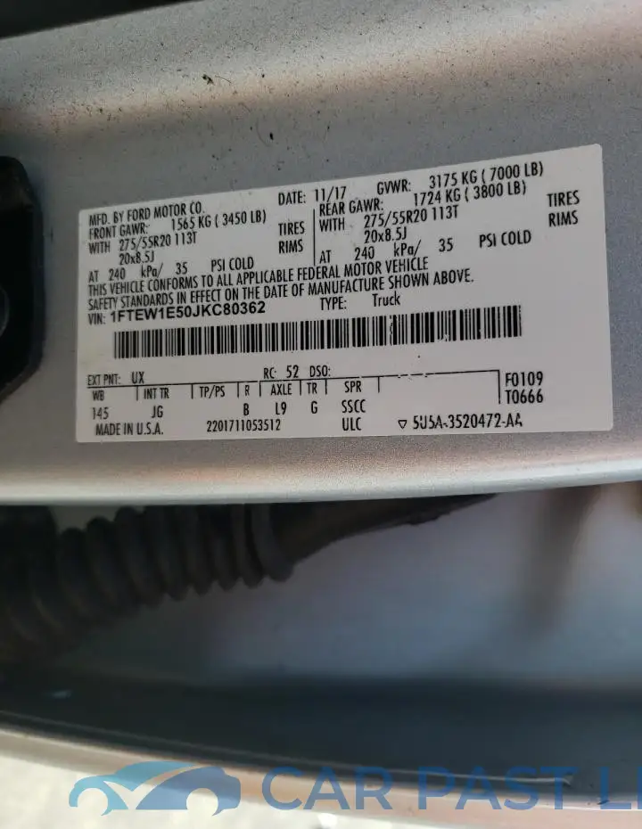 1FTEW1E50JKC80362# 12