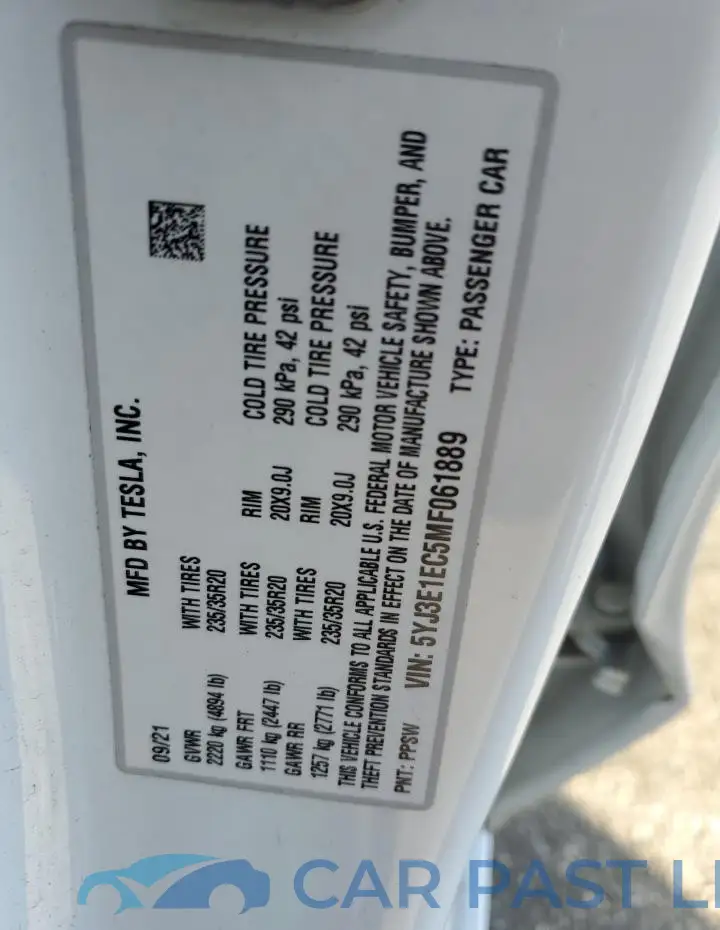 5YJ3E1EC5MF061889# 12