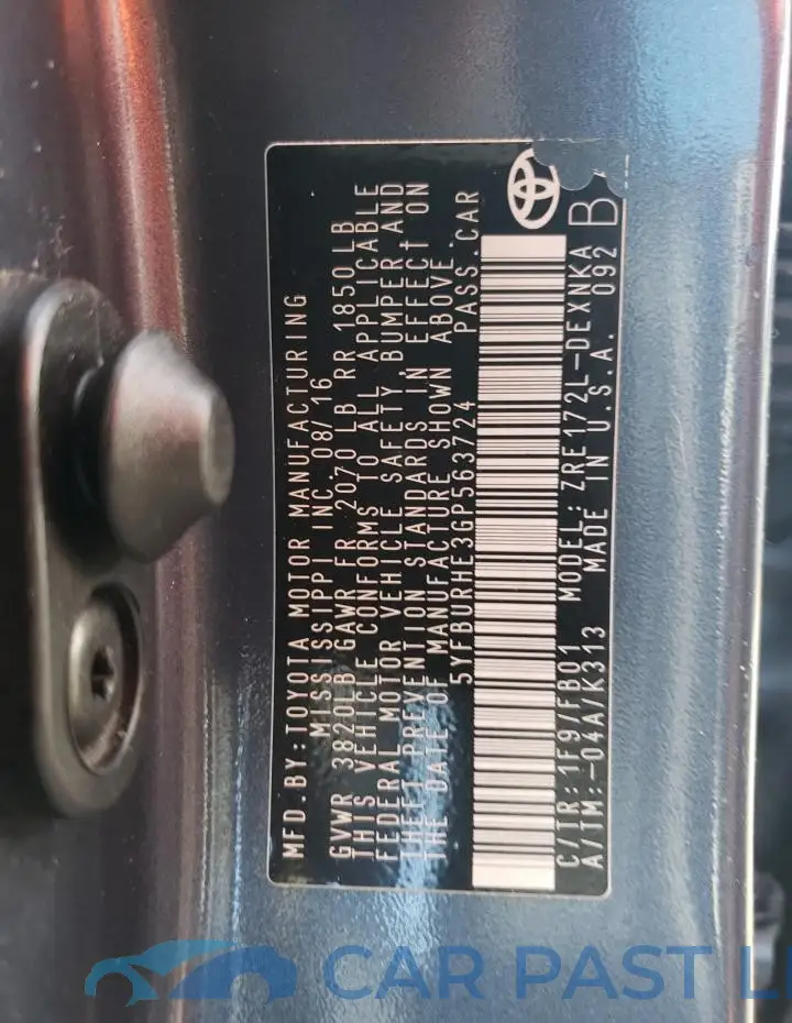 5YFBURHE3GP563724# 13