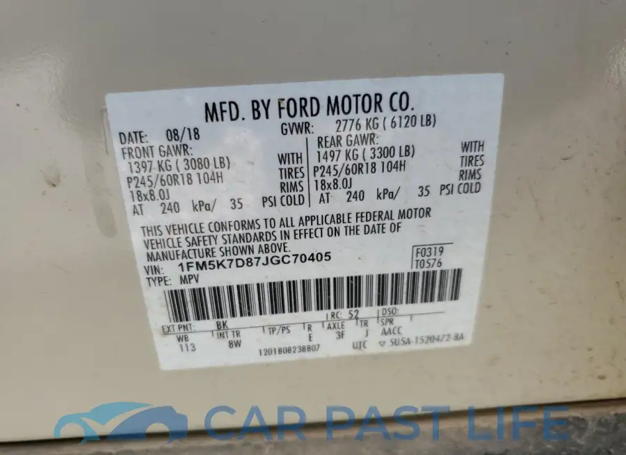 1FM5K7D87JGC70405# 13