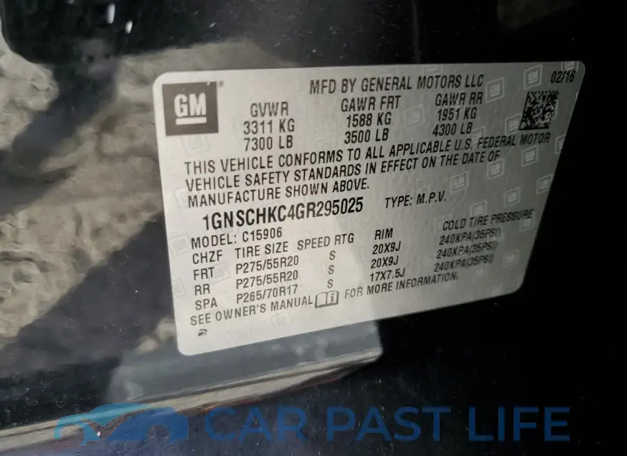 1GNSCHKC4GR295025# 13