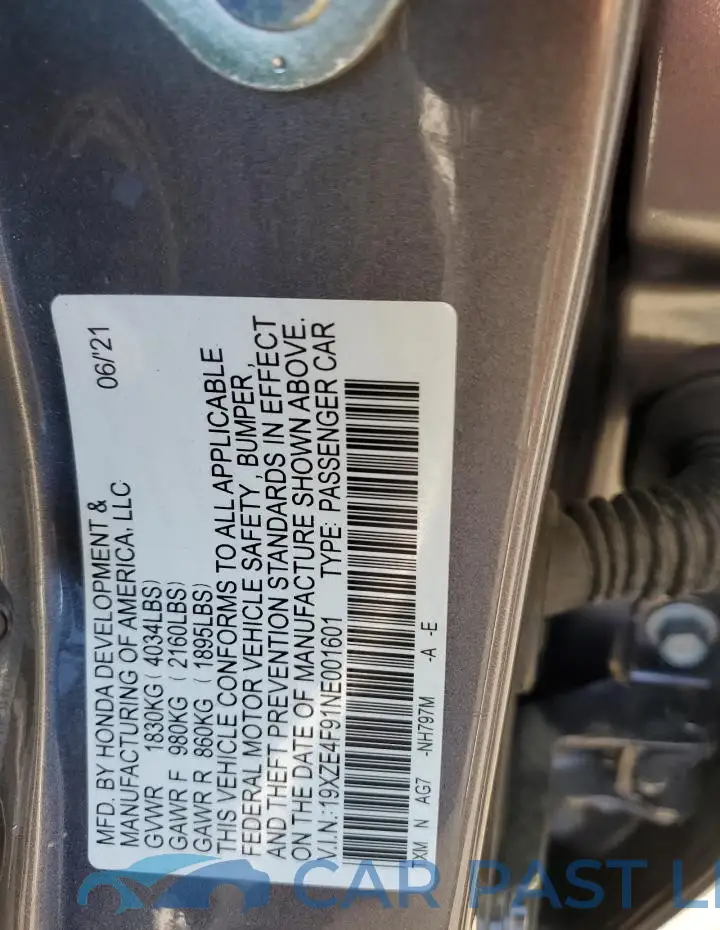 19XZE4F91NE001601# 12