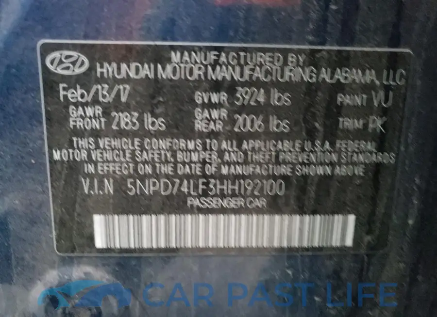 5NPD74LF3HH192100# 13