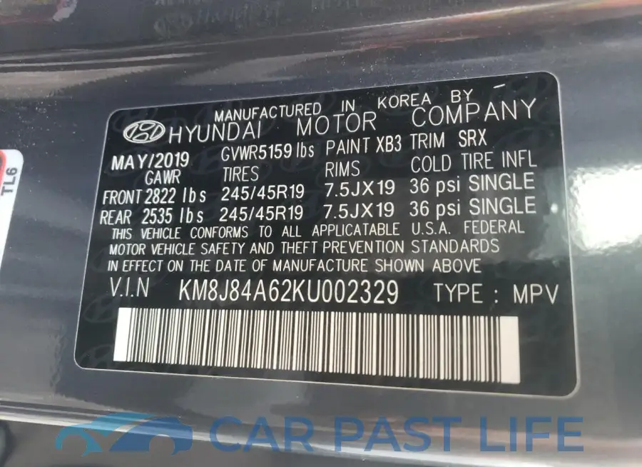 KM8J84A62KU002329# 13