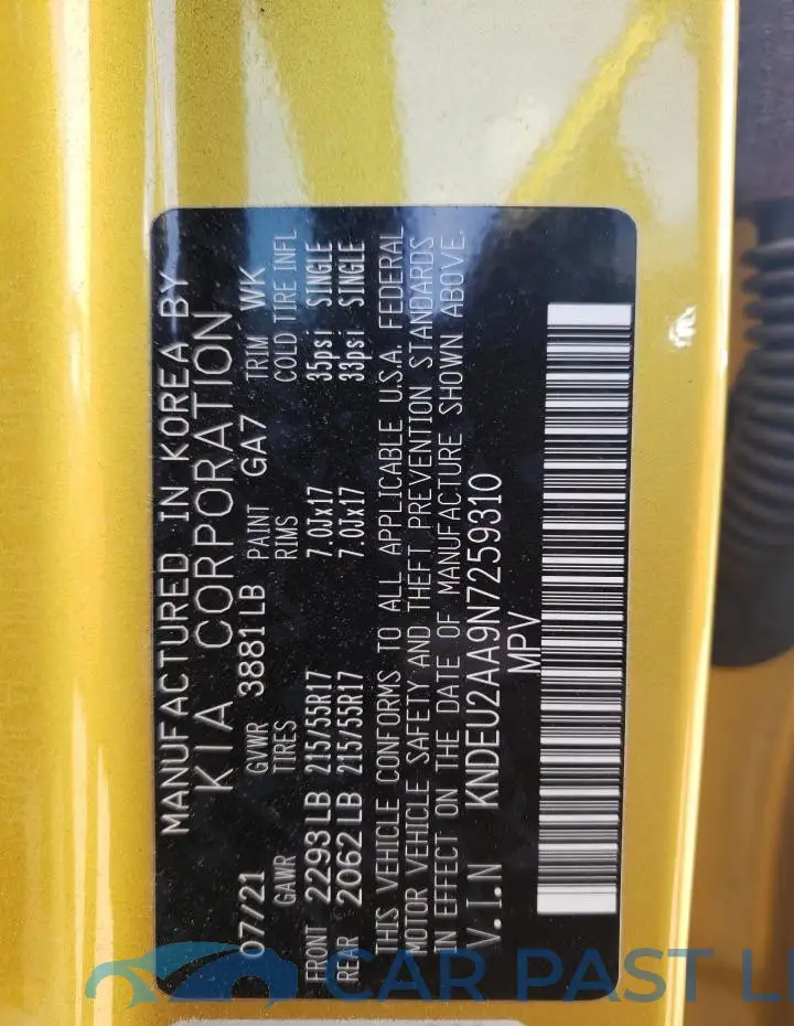 KNDEU2AA9N7259310# 13