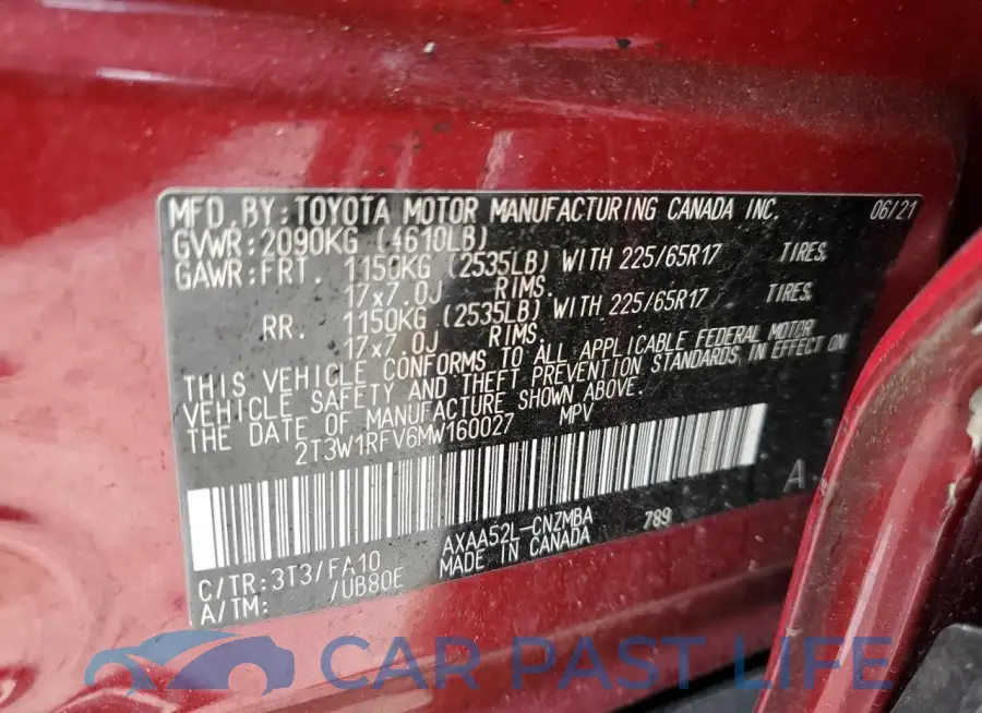 2T3W1RFV6MW160027# 12