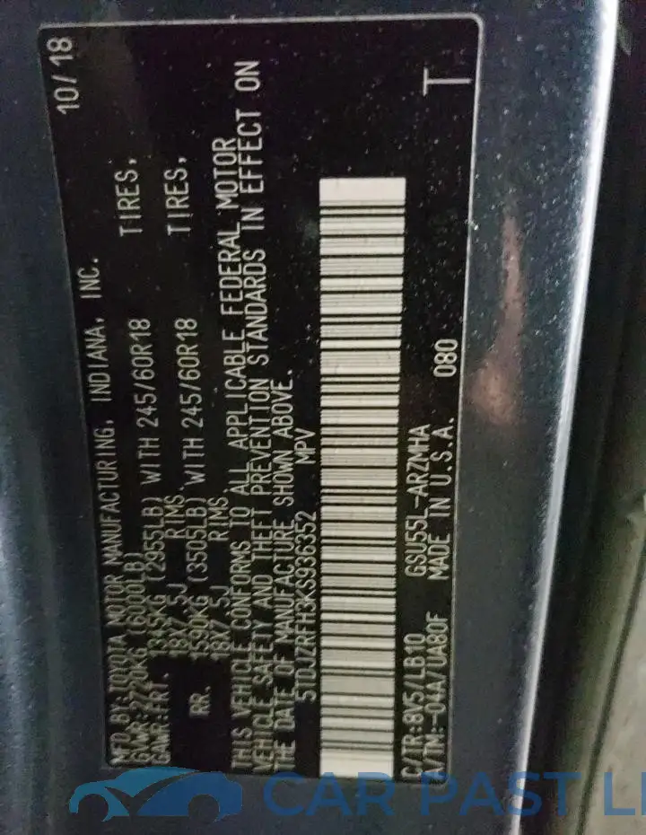 5TDJZRFH3KS936352# 12