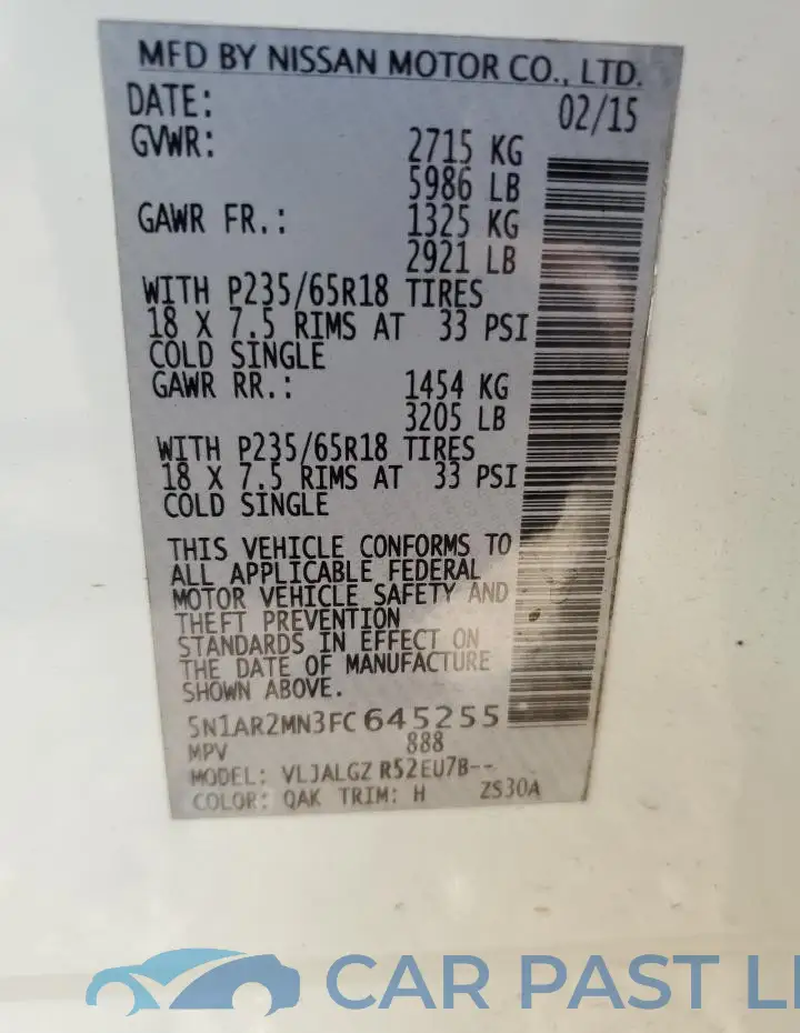 5N1AR2MN3FC645255# 14