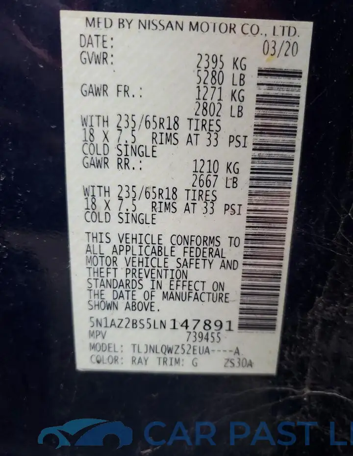 5N1AZ2BS5LN147891# 12