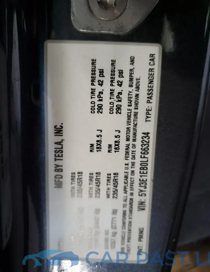 5YJ3E1EB0LF663234# 13