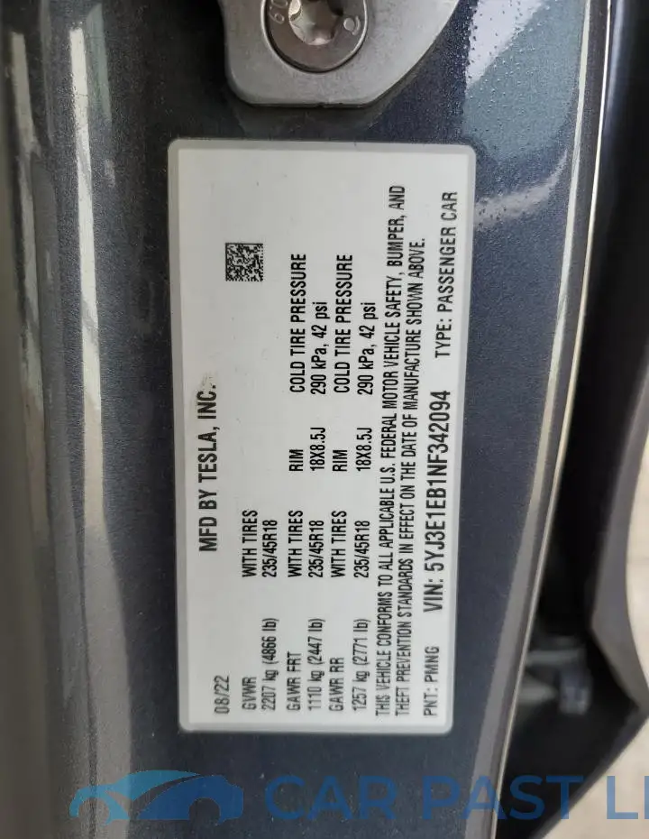 5YJ3E1EB1NF342094# 12