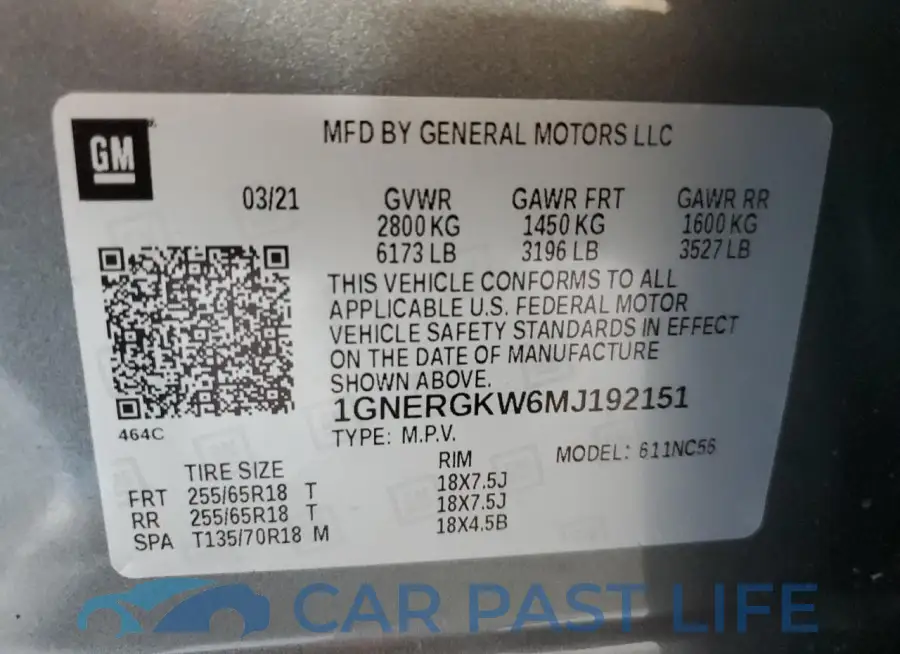 1GNERGKW6MJ192151# 13
